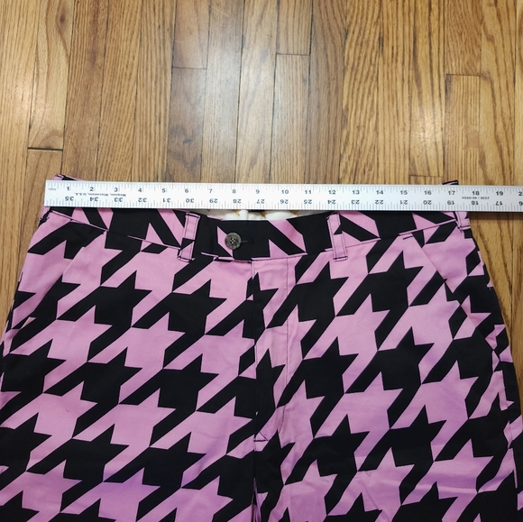 LOUD MOUTH Mens Golf Shorts Size 36 Houndstooth Pink Black - Picture 3 of 7